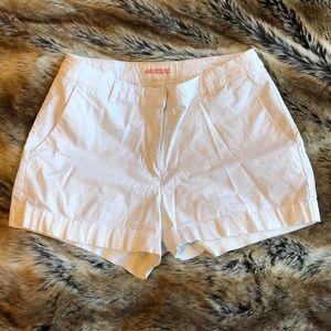 White Cotton High Waisted Shorts